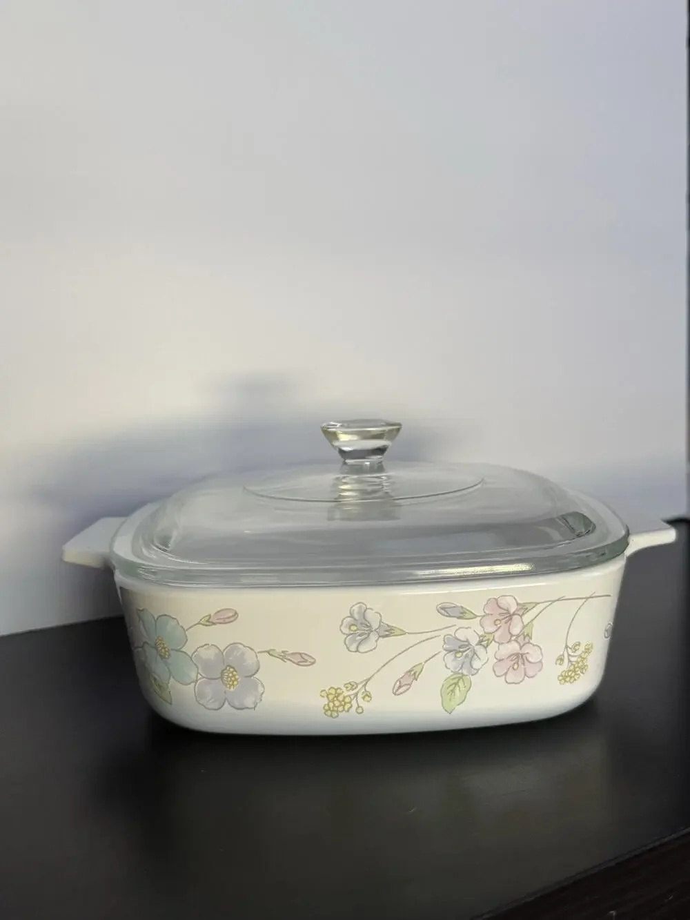 Corning Ware Pastel Bouquet 1 liter A-1-B Casserole Dish w/ Original Pyrex Lid